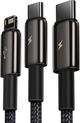 Καλώδιο USB Baseus USB-A - USB-C + microUSB + Lightning 1.5 m Μαύρο (CAMLTWJ-01)