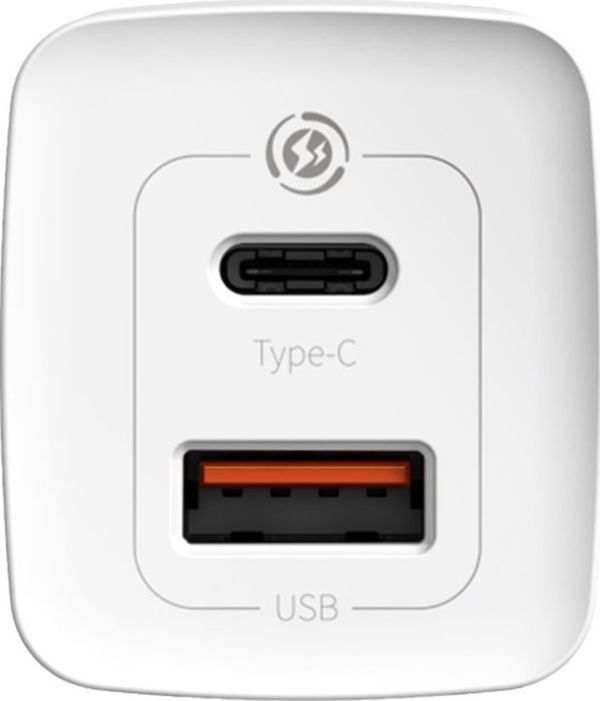 Baseus Φορτιστής Χωρίς Καλώδιο με Θύρα USB-A και Θύρα USB-C Λευκός (CCGAN2L-B02) (BASCCGAN2L-B02)