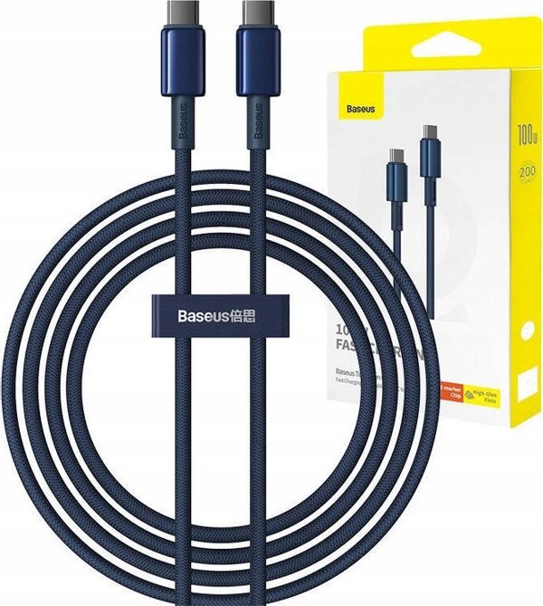 Cable 100W 5A 2m USB-C - USB-C Baseus Tungsten Glod blue