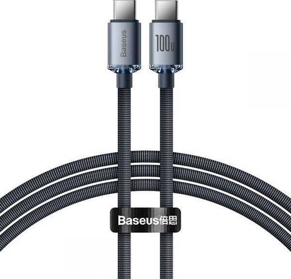 Baseus Crystal Shine Braided USB 2.0 Cable USB-C male - USB-C male Μαύρο 1.2m (CAJY000601) (BASCAJY000601)