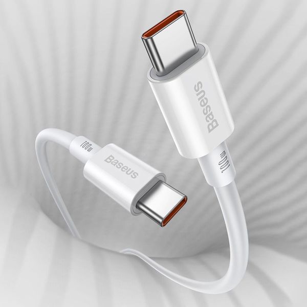 Καλώδιο USB Baseus USB-C - USB-C 1 m Λευκό (BSU2849WHT)