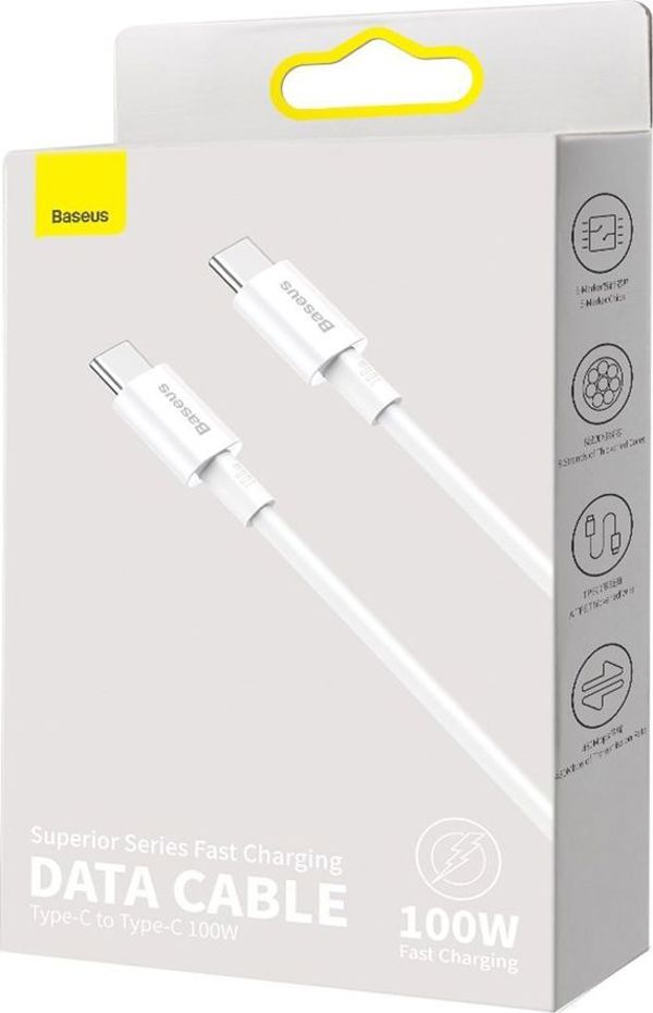 Καλώδιο USB Baseus USB-C - USB-C 1 m Λευκό (BSU2849WHT)