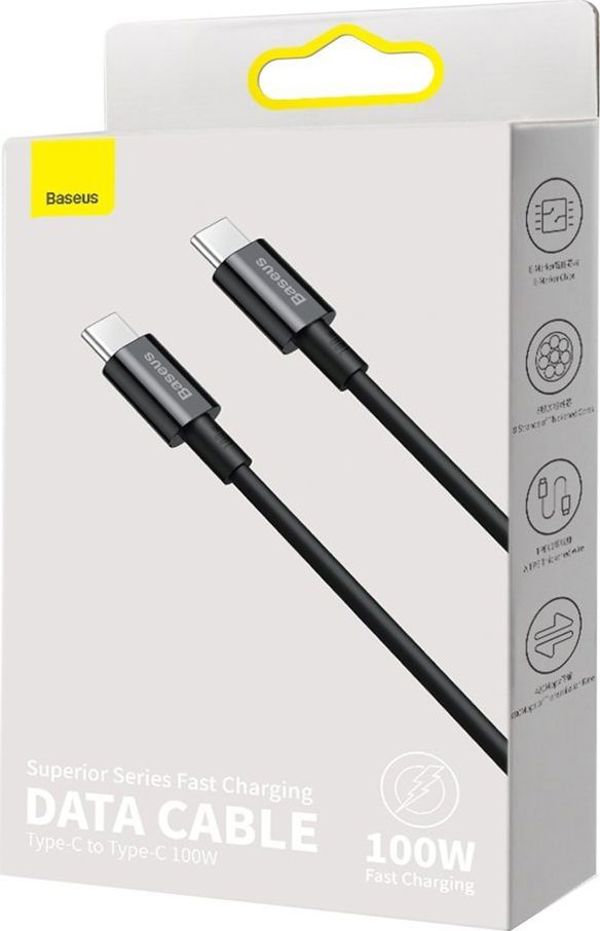 Καλώδιο USB Baseus USB-C - USB-C 1 m Μαύρο (BSU2848BLK)