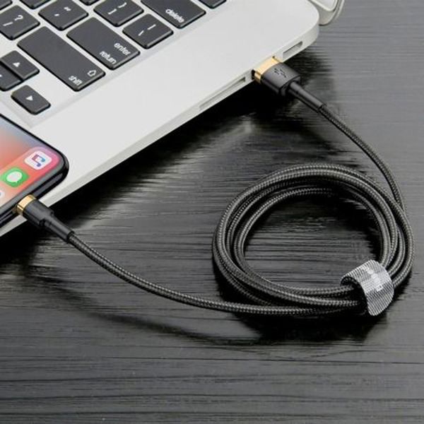 Baseus Lightning Cafule Cable 2A, 3m Gold/Black (CALKLF-RV1) (BASCALKLF-RV1)