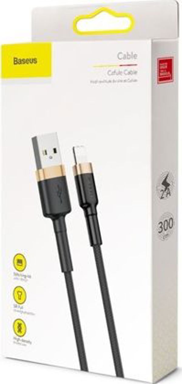 Baseus Lightning Cafule Cable 2A, 3m Gold/Black (CALKLF-RV1) (BASCALKLF-RV1)