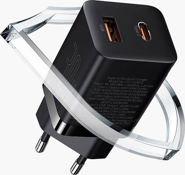 Baseus Φορτιστής Χωρίς Καλώδιο με Θύρα USB-A και Θύρα USB-C 30W Power Delivery Λευκός Super Si Pro (CCSUPP-E02) (BASCCSUPP-E02)