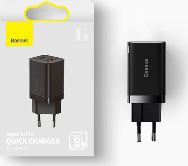 Baseus Φορτιστής Χωρίς Καλώδιο με Θύρα USB-A και Θύρα USB-C 30W Power Delivery Λευκός Super Si Pro (CCSUPP-E02) (BASCCSUPP-E02)