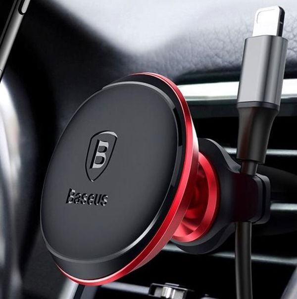 Baseus car holder magnetic with cable clip red new2 air vent 6932172648770
