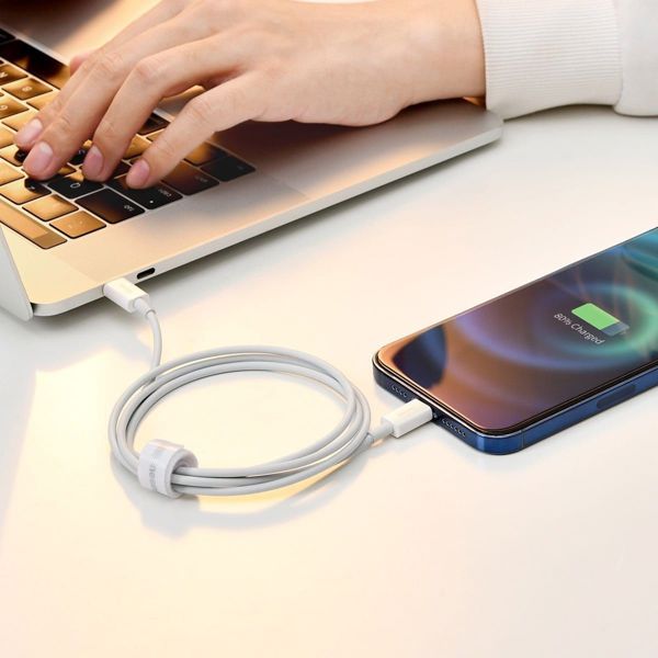 Καλώδιο USB Baseus USB-C - Lightning 1.5 m Λευκό (CATLYS-B02)