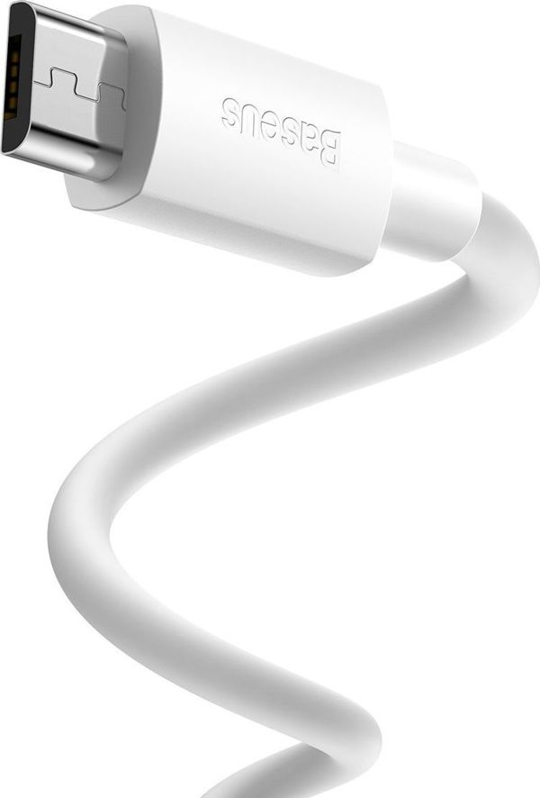 Baseus Simple Wisdom Data Cable Kit USB To Micro 2.1a 2pcs/set 1.5m White (TZCAMZJ-02) (BASTZCAMZJ-02)