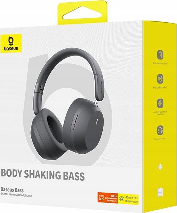 Ασύρματα ακουστικά Baseus Bass 35 Max Wireless Headphones γκρι