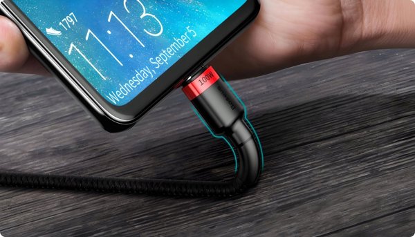 Cable Baseus Cafule USB-C do USB-C 100W, 1m, 2-Pack (Red-Black, Gray-Black)