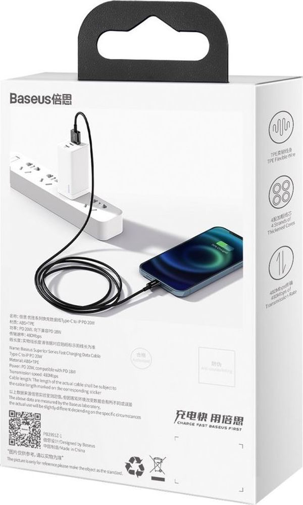 Καλώδιο USB Baseus USB-A - Lightning 2 m Μαύρο (BSU2659BLK)
