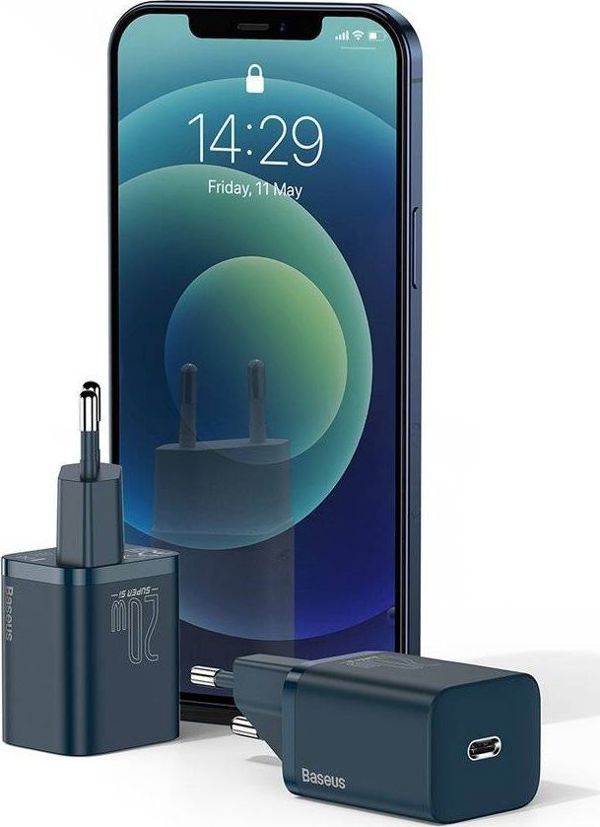 Baseus Φορτιστής Χωρίς Καλώδιο με Θύρα USB-C 20W Power Delivery Μπλε (Super Si) (CCSUP-B03) (BASCCSUPB03)
