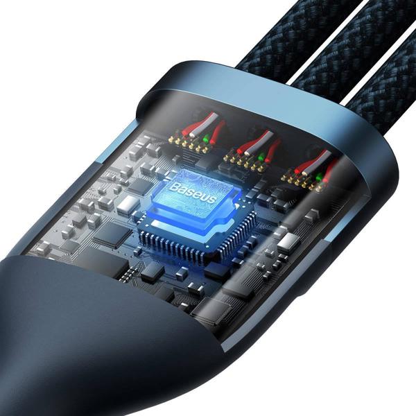 Καλώδιο USB Baseus USB-A - USB-C + microUSB + Lightning 1.2 m Μπλε (CASS030003)