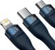 Καλώδιο USB Baseus USB-A - USB-C + microUSB + Lightning 1.2 m Μπλε (CASS030003)