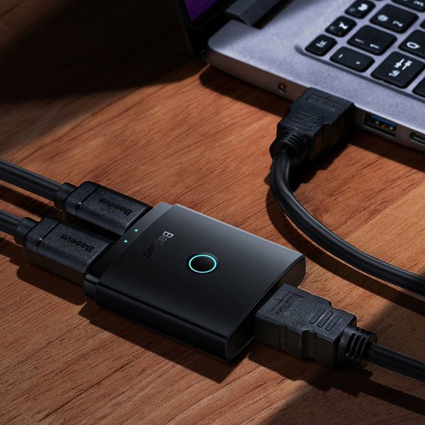 Προσαρμογέας AV Baseus Προσαρμογέας HDMI Baseus 2 σε 1 με καλώδιο 1m (μαύρο)