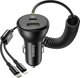 Baseus Circular Plastic Car Charger (U+C) + (C&L) Cable 60W Cosmic Black 6932172677183