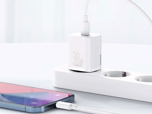 Baseus Φορτιστής Χωρίς Καλώδιο με Θύρα USB-C 30W Power Delivery Λευκός (Super Si) (CCSUP-J02) (BASCCSUPJ02)
