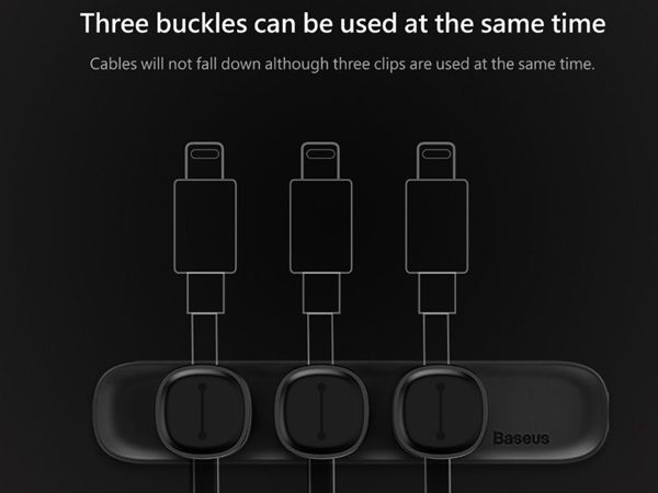 Baseus Cable Clip Peas Black (ACWDJ-01) (BASACWDJ-01)
