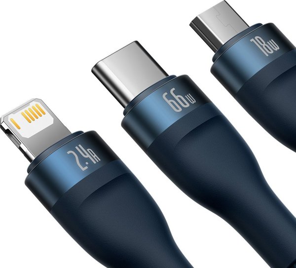 Καλώδιο USB Baseus USB-A - USB-C + microUSB + Lightning 1.2 m Μπλε (BSU3888)