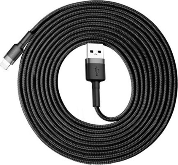 Baseus Cafule Braided USB to Lightning Cable Μαύρο 3m (CALKLF-RG1) (BASCALKLFRG1)