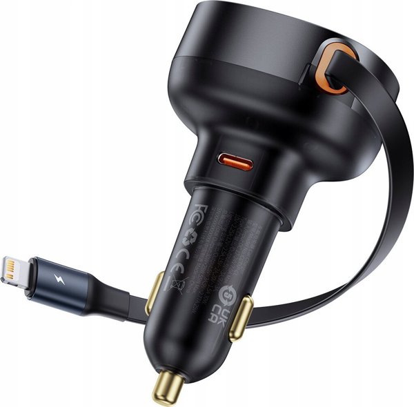 Car Charger Baseus Enjoyment Pro with lightning cable + USB-C , 55W (black)