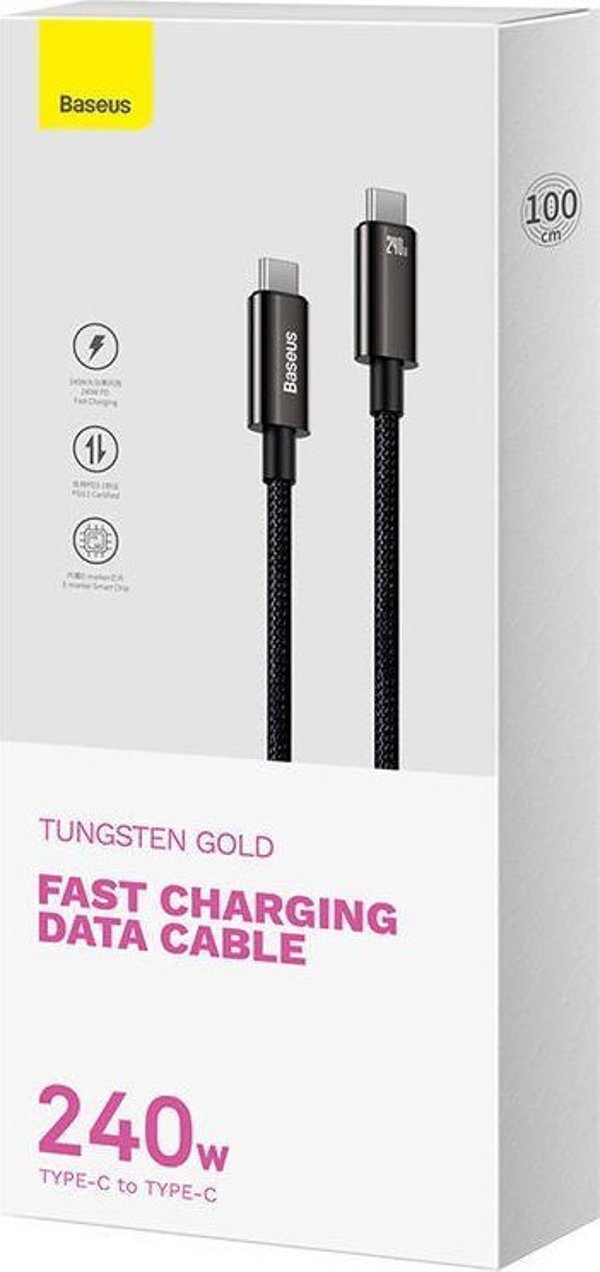 Καλώδιο USB Baseus USB-C - USB-C 1 m Μαύρο (CAWJ040001)