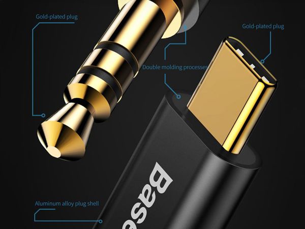 Καλώδιο USB BASEUS USB-C - mini Jack 3.5 mm 1.2 m Μαύρο (30476-uniw)