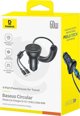 Φορτιστής αυτοκινήτου Baseus 60W 2xUSB-C + ενσωματωμένο καλώδιο USB-C, Lightning (Μαύρη)