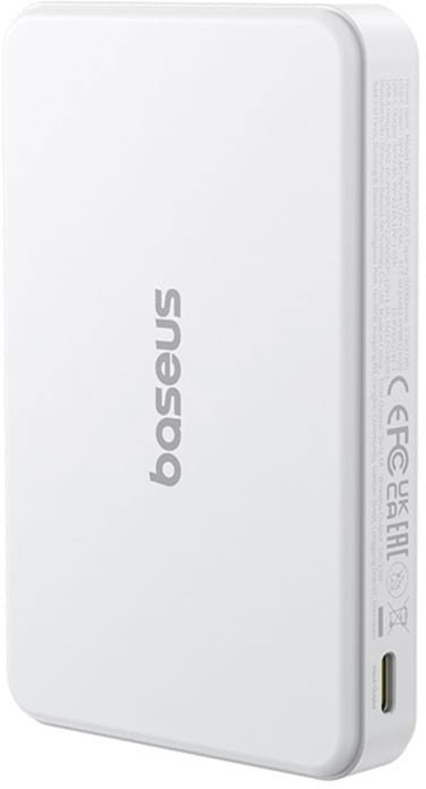 Powerbank Baseus Airpow II 10000mAh Qi2 με MagSafe 22,5W με καλώδιο Baseus Simple Series USB-C - USB-C 20V/3A (30cm) - λευκό