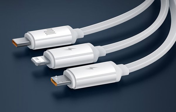 Καλώδιο USB Baseus USB-A - USB-C + microUSB + Lightning 1.1 m Λευκό (P10368700211-02)