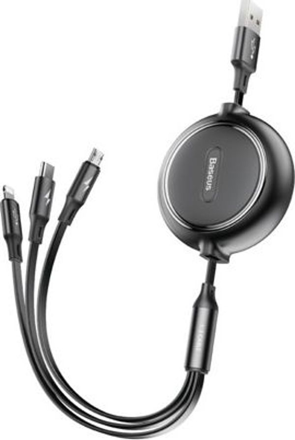 Καλώδιο USB Baseus USB-A - USB-C + microUSB + Lightning 1.2 m Μαύρο (46956)