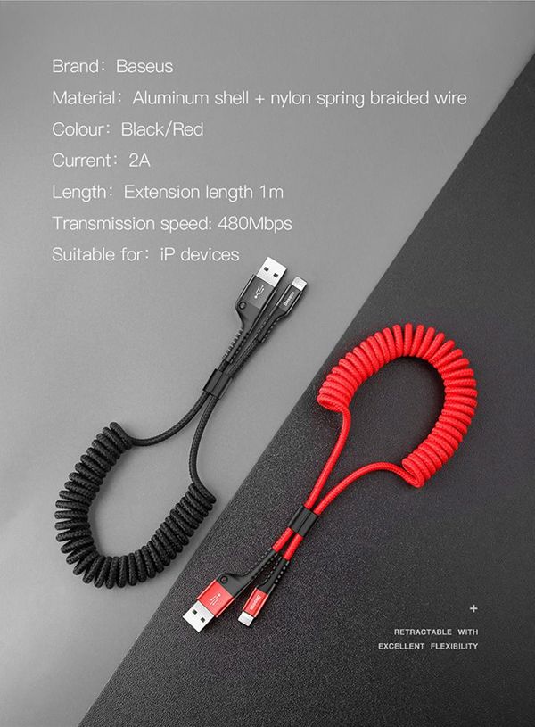Καλώδιο USB Baseus USB-A - Lightning 1 m Μαύρο (CALSR-01)