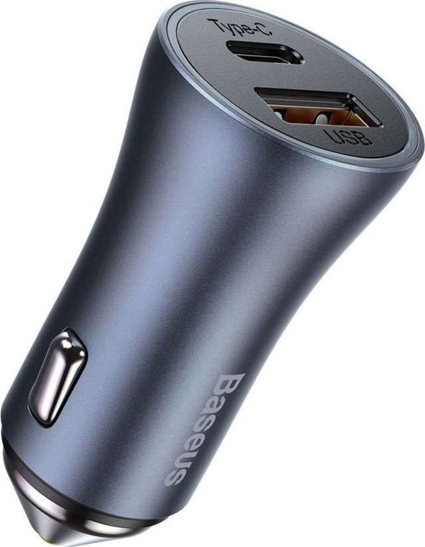 Baseus Golden Contactor Pro car charger, USB + USB-C, QC4.0+, PD, SCP, 40W (gray)