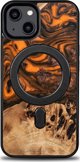 Θήκη από ξύλο και ρητίνη για iPhone 15 Plus MagSafe Bewood Unique Orange - πορτοκαλί-μαύρο