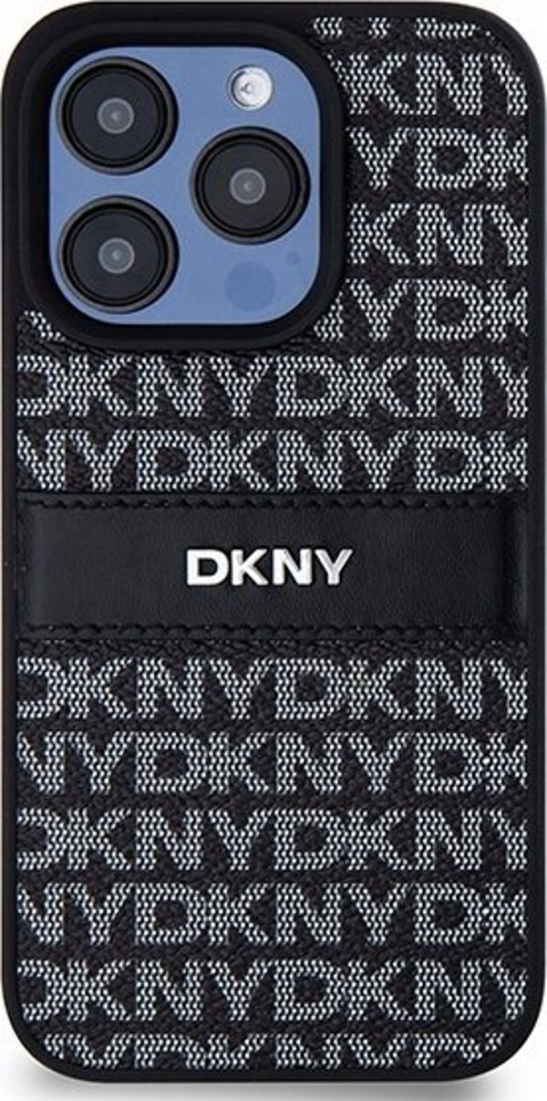 Case APPLE IPHONE 15 PRO DKNY Hardcase Leather Mono Stripe & Metal Logo (DKHCP15LPRTHSLK) black