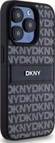 Case APPLE IPHONE 15 PRO DKNY Hardcase Leather Mono Stripe & Metal Logo (DKHCP15LPRTHSLK) black