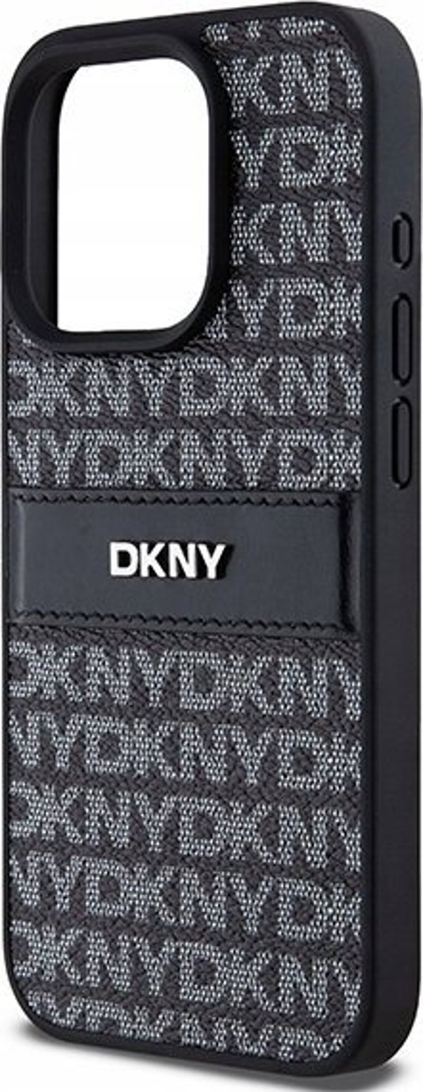 Case APPLE IPHONE 15 PRO DKNY Hardcase Leather Mono Stripe & Metal Logo (DKHCP15LPRTHSLK) black