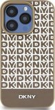DKNY DKNY DKHMP15SPSOSPW iPhone 15 / 14 / 13 6.1" καφέ σκληρή θήκη Δερμάτινο Εκτυπωμένο Σχέδιο Μεταλλικό Λογότυπο MagSafe