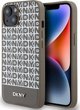 DKNY DKNY DKHMP15SPSOSPW iPhone 15 / 14 / 13 6.1" καφέ σκληρή θήκη Δερμάτινο Εκτυπωμένο Σχέδιο Μεταλλικό Λογότυπο MagSafe