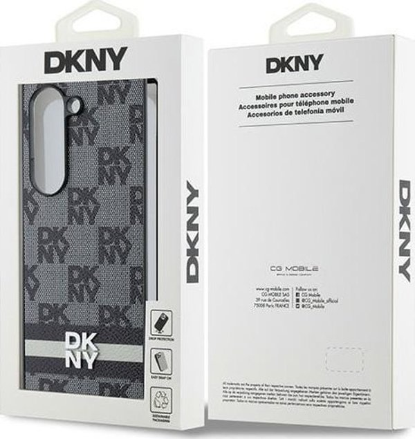 DKNY DKNY DKHCZFD6PCPTSSKZ Fold6 F956 czarny/black Chequered Pattern Printed Stripes