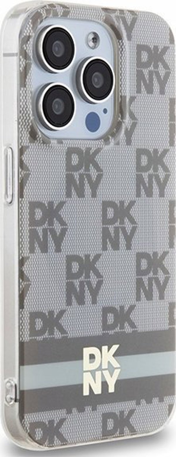 Case APPLE IPHONE 15 PRO MAX DKNY Hardcase IML Checkered Mono Pattern & Printed Stripes MagSafe (DKHMP15XHCPTSE) beige