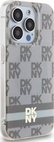 Case APPLE IPHONE 15 PRO MAX DKNY Hardcase IML Checkered Mono Pattern & Printed Stripes MagSafe (DKHMP15XHCPTSE) beige