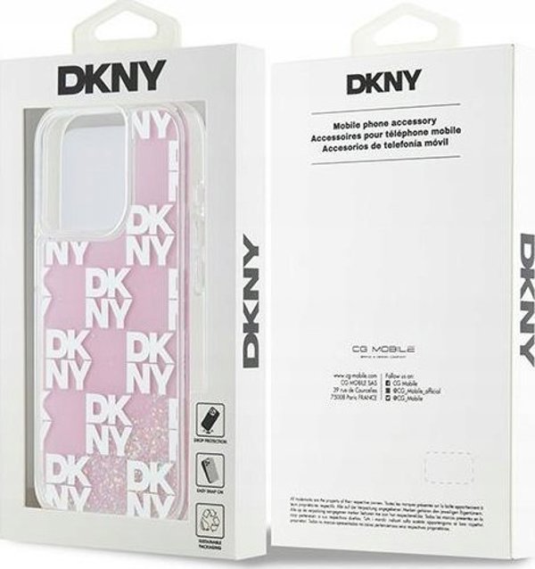 Θήκη DKNY για iPhone 15 Pro 6,1" DKHCP15LLCPEPP λευκή HC υγρές γκλίτερ με καρό σχέδιο 3666339271190