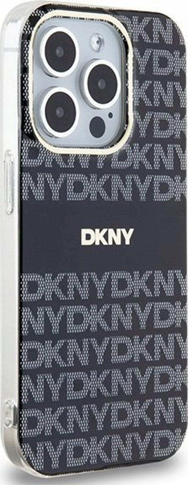 Case APPLE IPHONE 15 PRO DKNY Hardcase IML Mono & Stripe MagSafe (DKHMP15LHRHSEK) black