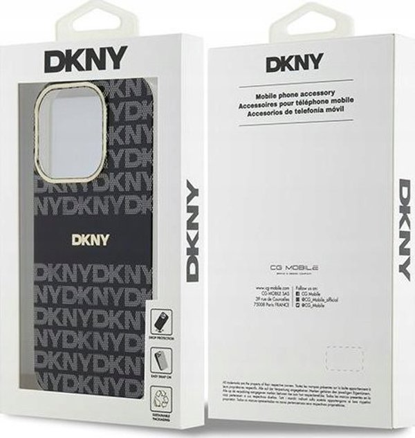 Case APPLE IPHONE 15 PRO DKNY Hardcase IML Mono & Stripe MagSafe (DKHMP15LHRHSEK) black