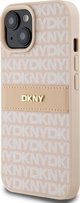 Case IPHONE 13 / 14 / 15 DKNY Hardcase Leather Mono Stripe & Metal Logo (DKHCP15SPRTHSLP) pink
