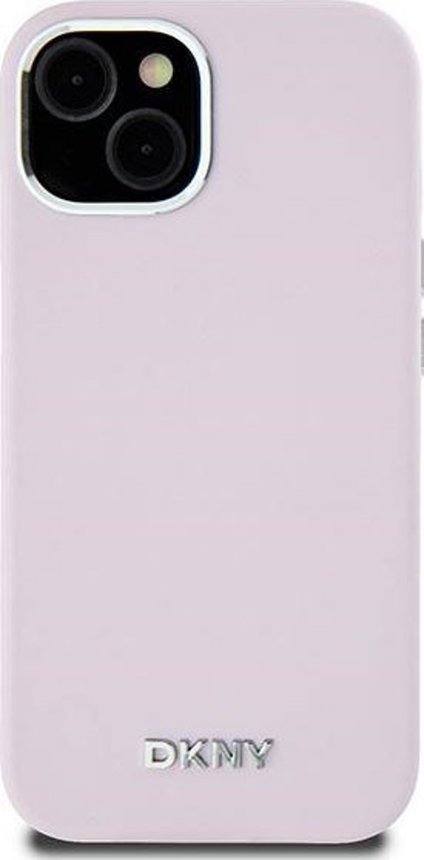 DKNY θήκη για iPhone 15 6,1" DKHMP15SSMCHLP ροζ HC Magsafe σιλικόνης με οριζόντιο μεταλλικό λογότυπο 3666339265854