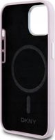 DKNY θήκη για iPhone 15 6,1" DKHMP15SSMCHLP ροζ HC Magsafe σιλικόνης με οριζόντιο μεταλλικό λογότυπο 3666339265854